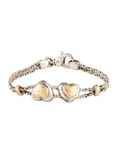 Pre-owned Tiffany & Co Vintage Two-tone Double Heart Bracelet, 7" In Multi