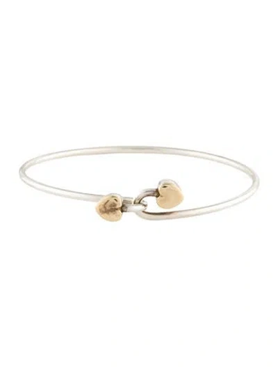 Pre-owned Tiffany & Co Vintage Two-tone Heart Hook Bracelet, 7" In Multi
