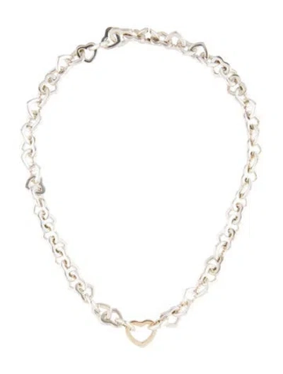 Pre-owned Tiffany & Co Vintage Two-tone Heart Link, 16" In Multi