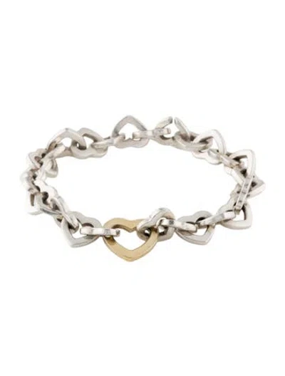 Pre-owned Tiffany & Co Vintage Two-tone Heart Link Bracelet, 6.5" In Multi