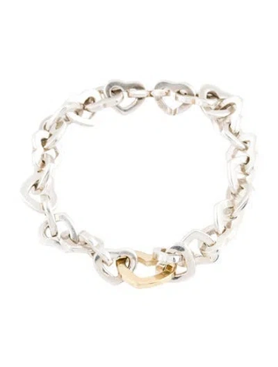 Pre-owned Tiffany & Co Vintage Two-tone Heart Link Bracelet, 6.75" In Multi