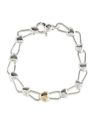 Pre-owned Tiffany & Co Vintage Two-tone Heart Link Bracelet, 7" In Multi