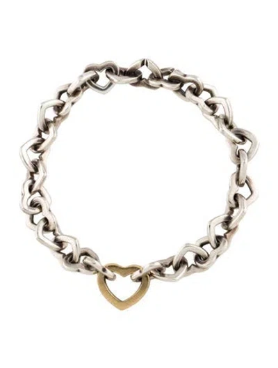 Pre-owned Tiffany & Co Vintage Two-tone Heart Link Bracelet, 7.5" In Multi