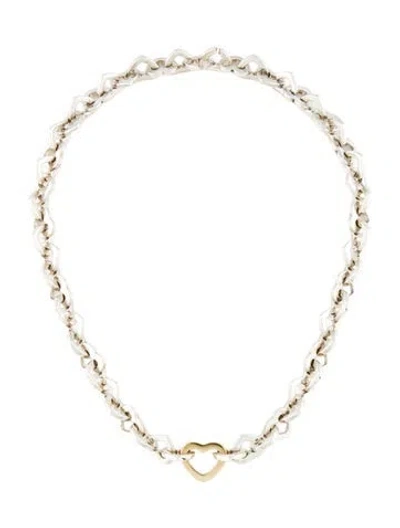 Pre-owned Tiffany & Co Vintage Two-tone Heart Link Necklace, 16" In Multi
