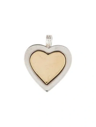 Pre-owned Tiffany & Co Vintage Two-tone Heart Pendant, 1.25" In Multi