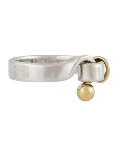 Pre-owned Tiffany & Co Vintage Two-tone Hook & Eye Band Ring In Multi