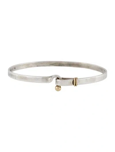 Pre-owned Tiffany & Co Vintage Two-tone Hook & Eye Bangle Bracelet, 7" In Multi