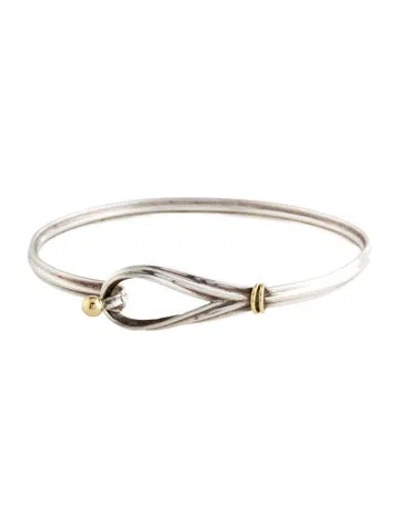 Pre-owned Tiffany & Co Vintage Two-tone Hook & Eye Bangle Bracelet, 7" In Multi