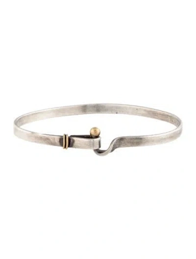 Pre-owned Tiffany & Co Vintage Two-tone Hook & Eye Bangle Bracelet, 7" In Multicolor