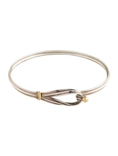 Pre-owned Tiffany & Co Vintage Two-tone Hook & Eye Bangle Bracelet, 7.25" In Multi
