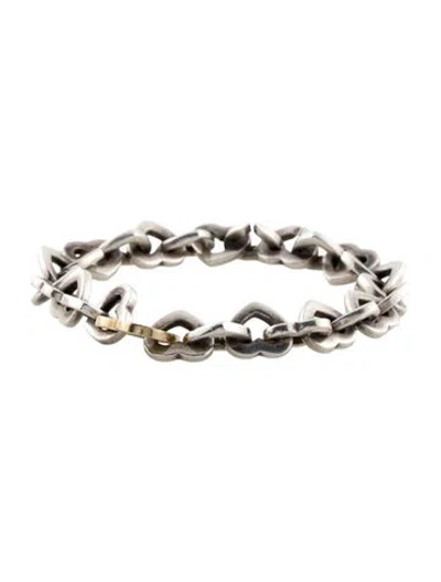 Pre-owned Tiffany & Co Vintage Two-tone Open Heart Link Bracelet, 6.25" In Multi