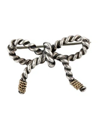 Pre-owned Tiffany & Co Vintage Two-tone Rope Bow Brooch In Multi