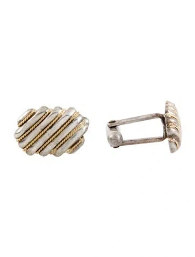 Pre-owned Tiffany & Co Vintage Two-tone Rope Chain Cufflinks In Multi