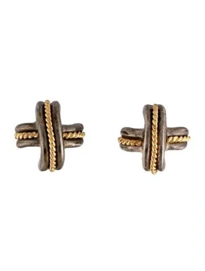 Pre-owned Tiffany & Co Vintage Two-tone Signature X Earrings In Multi