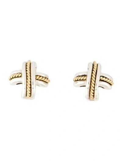 Pre-owned Tiffany & Co Vintage Two-tone X Earclips In Multi