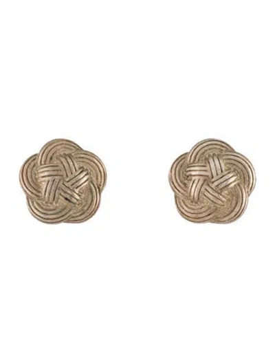 Pre-owned Tiffany & Co Vintage Weave Knot Flower Stud Earrings In Multi