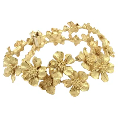 Pre-owned Tiffany & Co Vintage Wild Rose Dogwood Flower Necklace 18k Gold Choker In Red