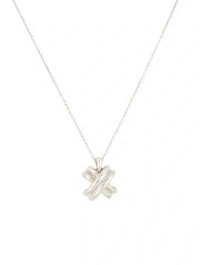 Pre-owned Tiffany & Co Vintage X Pendant Necklace, 16" In Multi