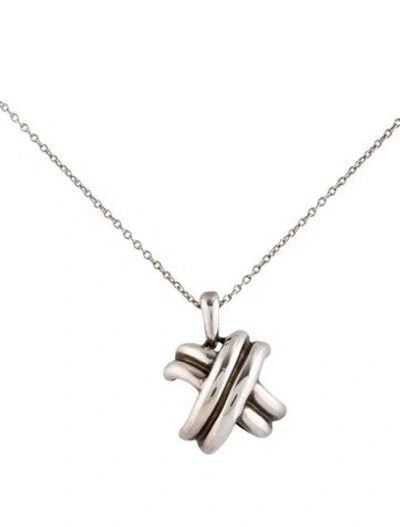 Pre-owned Tiffany & Co Vintage 'x' Pendant Necklace, 17" In Multi