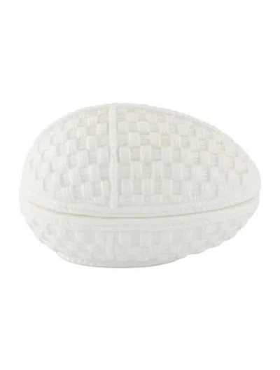 Pre-owned Tiffany & Co Weave Egg Trinket Box In White