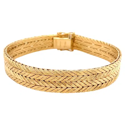 Pre-owned Tiffany & Co West Germany Double Row Herringbone Woven Bracelet 18kt Yellow Gold