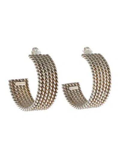 Pre-owned Tiffany & Co Wide Twisted Rope Hoop Earrings In Multi