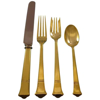 Pre-owned Tiffany & Co Windham Gold By . Sterling Silver Flatware Set Service Vermeil