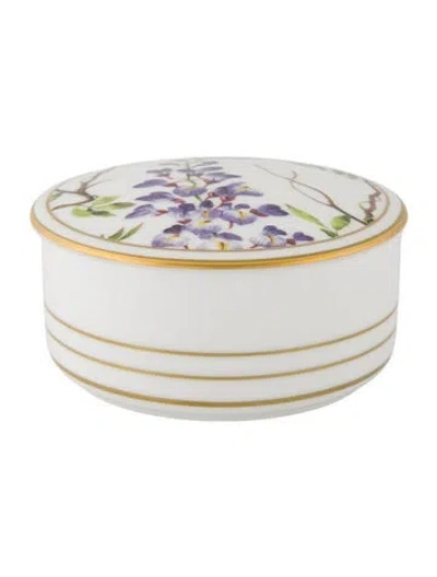 Pre-owned Tiffany & Co 'wisteria' Flowers Trinket Box In Purple/white