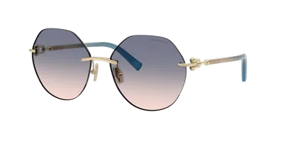 Tiffany & Co . Frau Sunglass Tf3123 In Hellbraun Verlauf Blau