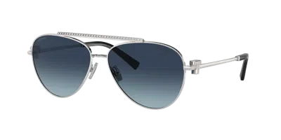 Tiffany & Co . Woman Sunglasses Tf3101b In Azure Gradient Dark Blue Polar