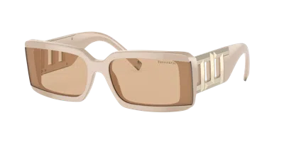 Tiffany & Co Tf4197 Rectangle-frame Cut-out Acetate Sunglasses In Light Brown