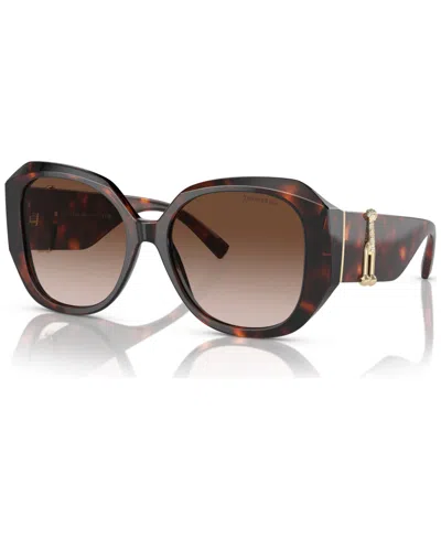 Tiffany & Co Women's Low Bridge Fit Sunglasses, Tf4207bf In Havana
