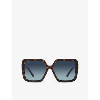 Tiffany & Co Tf4206u Tortoiseshell Square-frame Acetate Sunglasses In Azure Gradient Dark Blue Polar