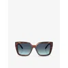 Tiffany & Co Womens Brown Tf4235 Square-frame Tortoiseshell Acetate Sunglasses