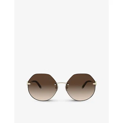 Tiffany & Co Tf3077 Irregular-frame Metal Sunglasses In Gold
