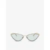 Tiffany & Co Womens Gold Tf3095 Cat-eye Metal Sunglasses In Gold