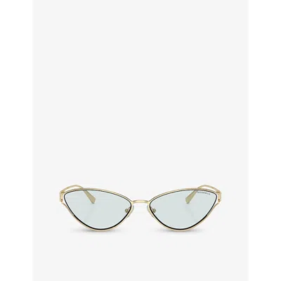 Tiffany & Co Womens Gold Tf3095 Cat-eye Metal Sunglasses In Photo Azure