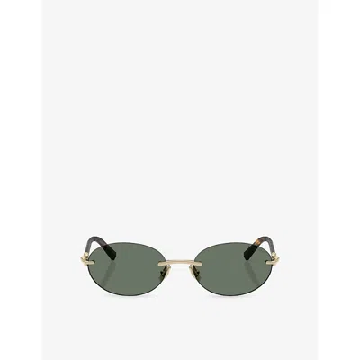 Tiffany & Co Womens  Tf3104d Oval-frame Metal Suglasses In Gold