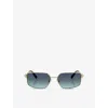 Tiffany & Co Womens Gold Tf3111 Rectangle-frame Metal Sunglasses