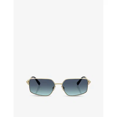 Tiffany & Co Womens Gold Tf3111 Rectangle-frame Metal Sunglasses
