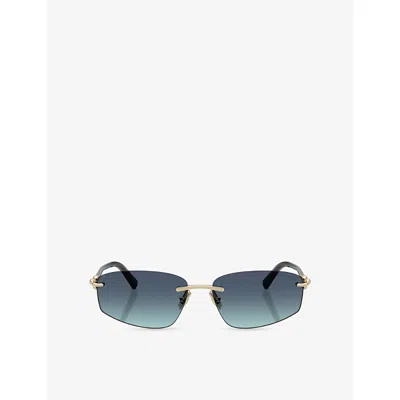 Tiffany & Co Womens Gold Tf3114 Irregular-frame Metal Sunglasses In Blue