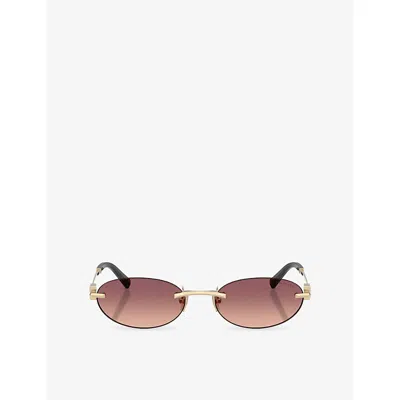 Tiffany & Co Womens  Tf3119d Oval-frame Metal Sunglasses In Gold