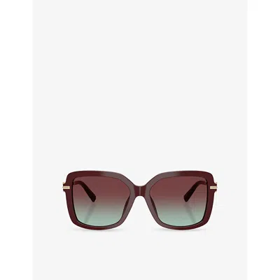 Tiffany & Co Womens Red Tf4252b Square-frame Acetate Sunglasses In Brown