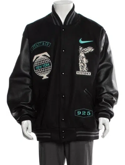 Pre-owned Tiffany & Co. X Nike Friends & Family Edition Varsity Virgin Wool Varsity Jacket In Black