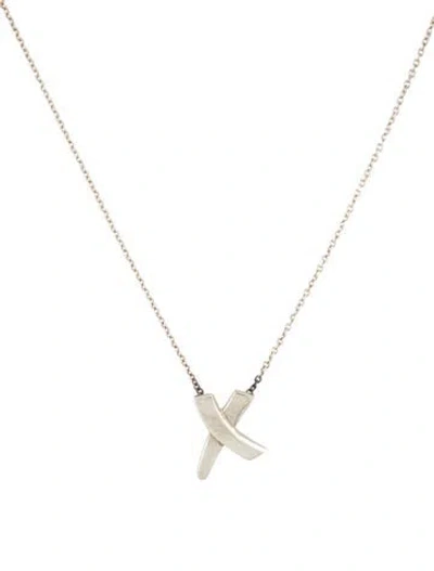 Pre-owned Tiffany & Co 'x' Pendant Necklace, 16" In Multi