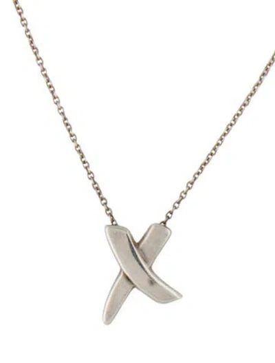 Pre-owned Tiffany & Co X Pendant Necklace, 17.25" In Multi