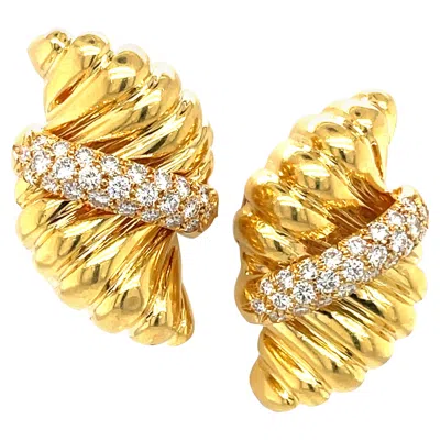 Pre-owned Tiffany & Co . Yellow Gold Diamond Clip On Earring