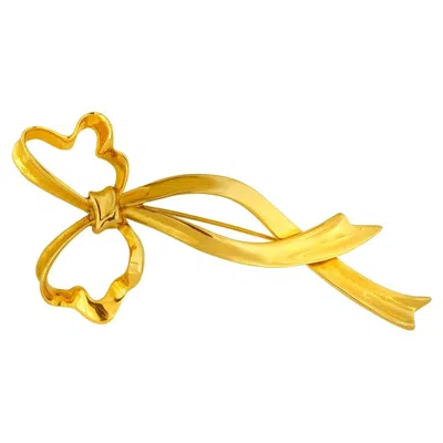 Pre-owned Tiffany & Co . Yellow Gold Large Bow Brooch Pin