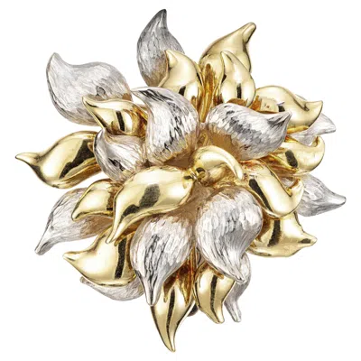 Pre-owned Tiffany & Co . Yellow White Gold Flower Brooch