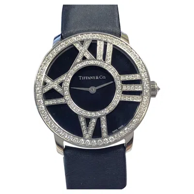 Pre-owned Tiffany & Co Mpany Atlas White Gold And Diamond Mid Size Wrist Watch